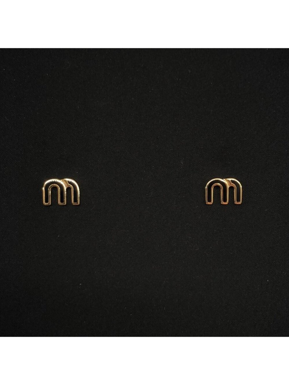 Miu Miu Logo Earrings Black Gold